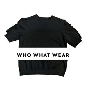 Who What Wear Black Short Sleeve Sweater Size M